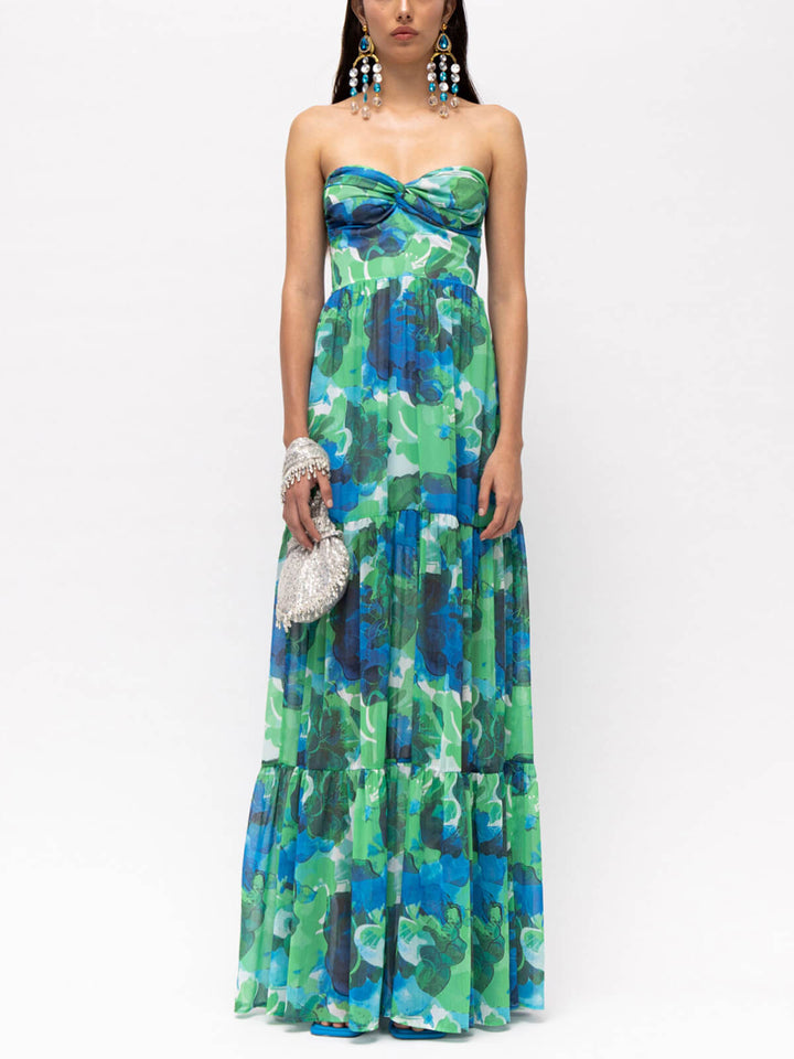 STEPHANIE | Elegantes Blumendesign Tube-Maxikleid