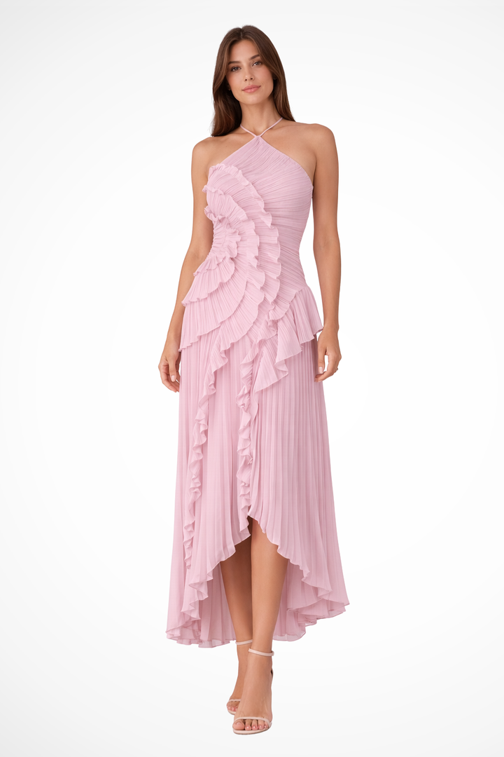 Maxi-Sommerkleid für Damen mit Rüschen und Neckholder-Ausschnitt für Hochzeitsgäste 0