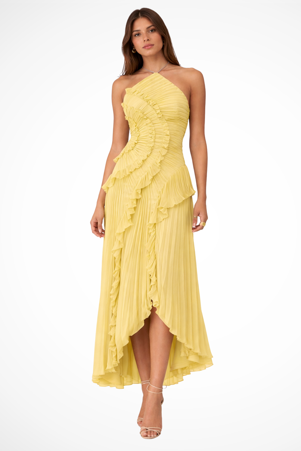 Maxi-Sommerkleid für Damen mit Rüschen und Neckholder-Ausschnitt für Hochzeitsgäste 1