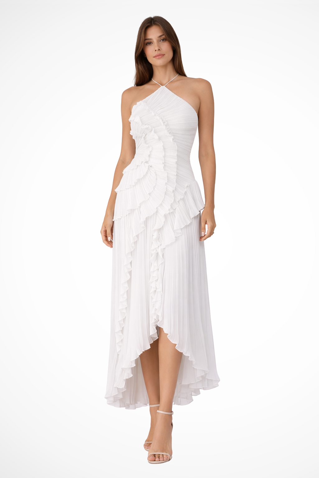 Maxi-Sommerkleid für Damen mit Rüschen und Neckholder-Ausschnitt für Hochzeitsgäste 2