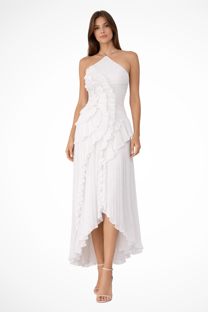 Maxi-Sommerkleid für Damen mit Rüschen und Neckholder-Ausschnitt für Hochzeitsgäste 2