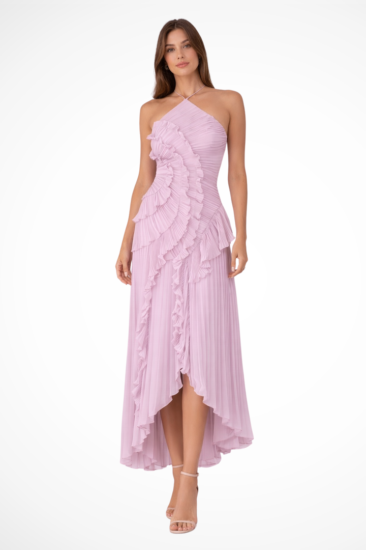 Maxi-Sommerkleid für Damen mit Rüschen und Neckholder-Ausschnitt für Hochzeitsgäste 3