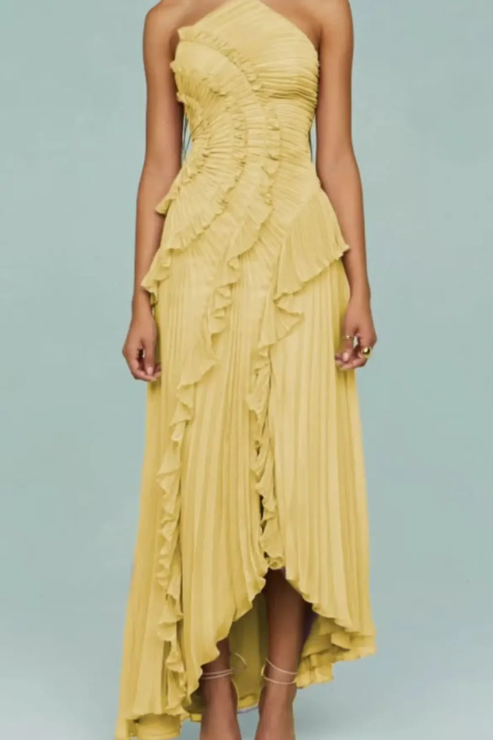 Maxi-Sommerkleid für Damen mit Rüschen und Neckholder-Ausschnitt für Hochzeitsgäste 6