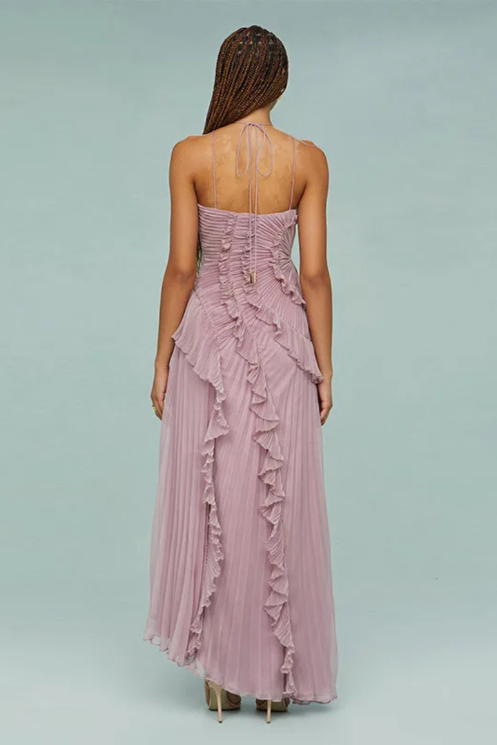 Maxi-Sommerkleid für Damen mit Rüschen und Neckholder-Ausschnitt für Hochzeitsgäste 8
