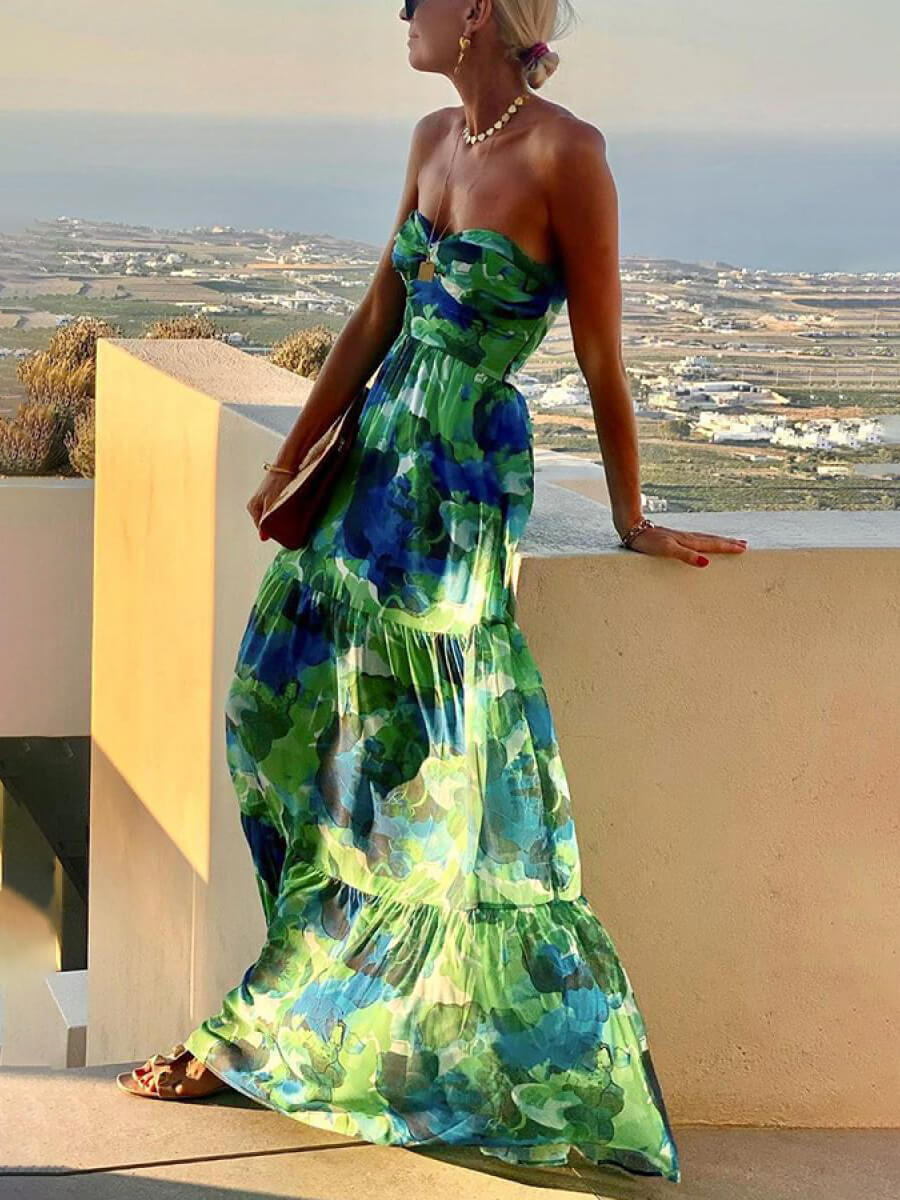 STEPHANIE | Elegantes Blumendesign Tube-Maxikleid