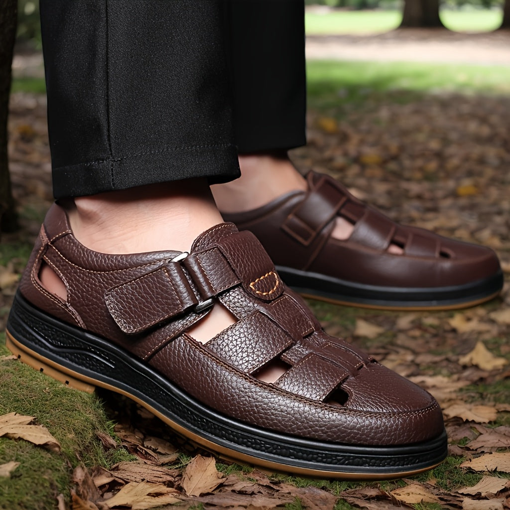 Orthopädische Ledersandalen für Herren mit Arch Support und geschlossenen Zehen 5