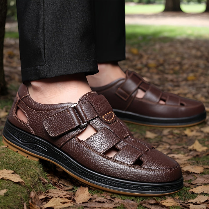 Orthopädische Ledersandalen für Herren mit Arch Support und geschlossenen Zehen 5