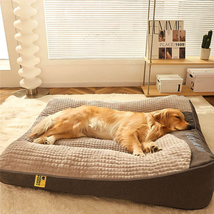 Orthopädisches Hundekissenbett – Großes, dickes Hundebett mit Nackenstütze und abnehmbarem, waschbarem Bezug 2