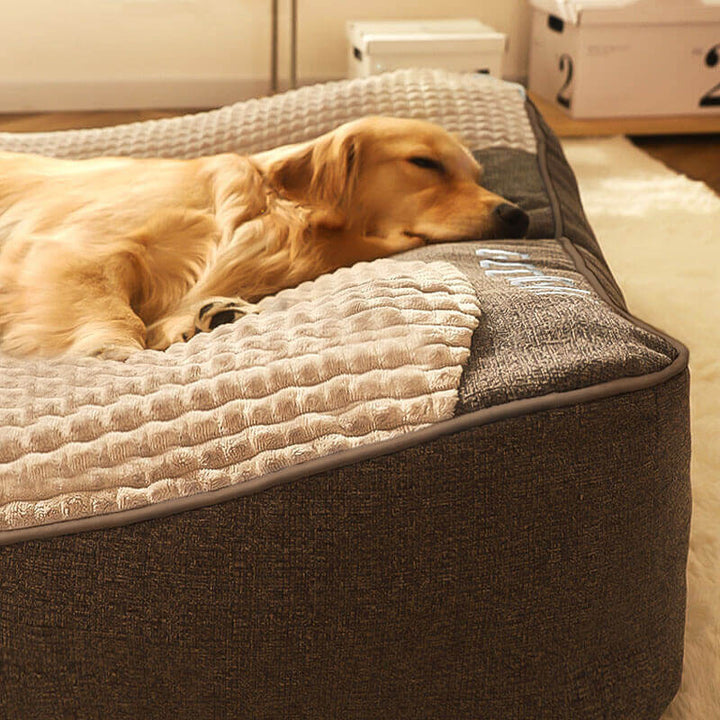 Orthopädisches Hundekissenbett – Großes, dickes Hundebett mit Nackenstütze und abnehmbarem, waschbarem Bezug 4