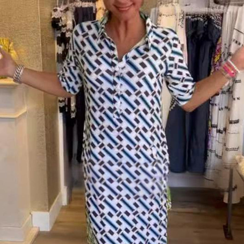 Pamela™ - Hemdblusenkleid mit geometrischem Muster 0
