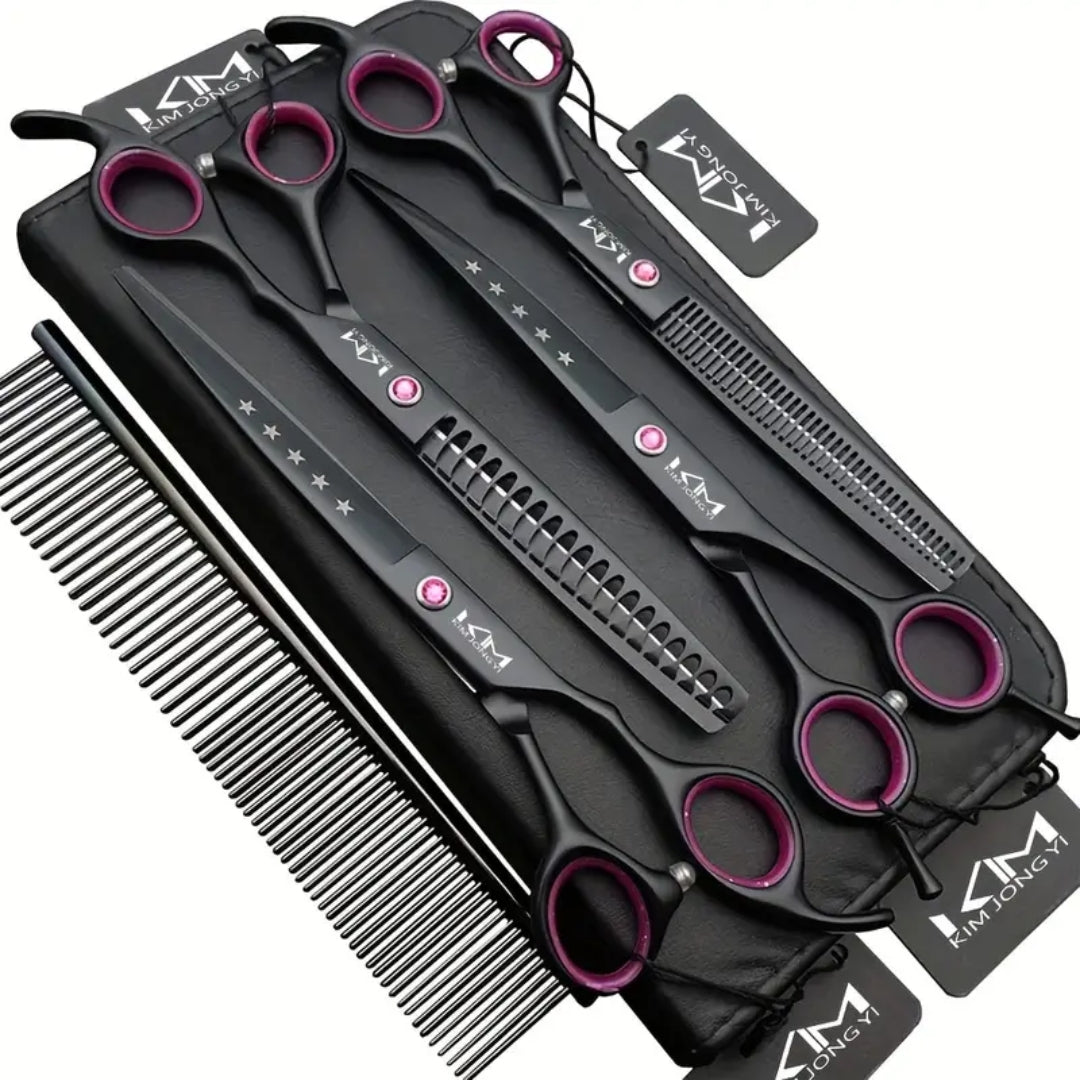 Professionelles Hundescherm Trim Set Mit Präzisionsscheren Für Haustierpflege – Ergonomischer Griff, Langlebige Qualität, Vielseitige Scherenauswahl 0