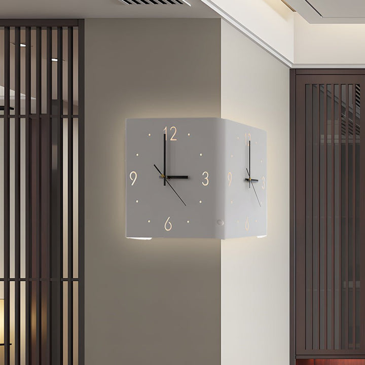 Quadratisch metallstile hinterleuchtete Led -Ecke Wanduhr moderne Wanddekoration 4