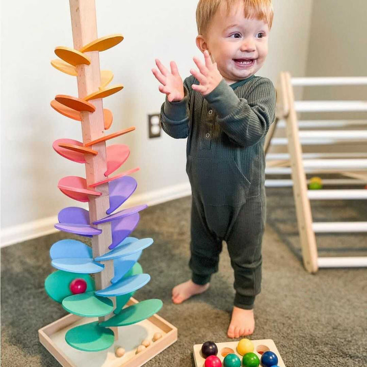 Regenbogen-Murmelturm – Kreatives Holzspielzeug – Fördert Farben & Klänge für Kinder ab 3 Jahren 1