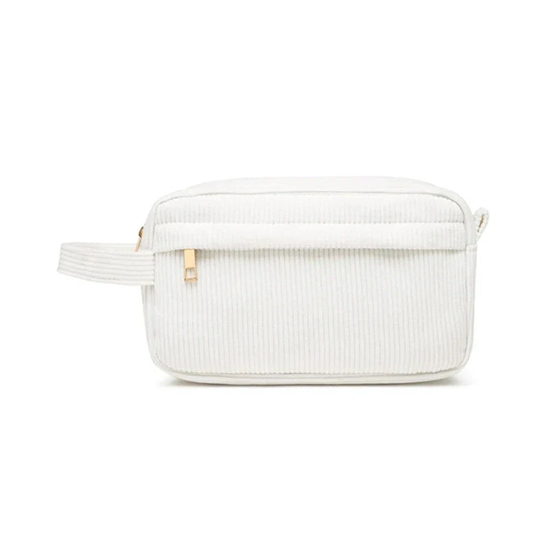 Kamiyah | Weiche Cord-Baumwoll-Kosmetiktasche für Reisen
