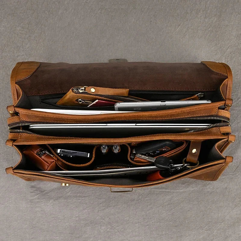 Daniel | Herren Leder Crossbody Messenger Laptoptasche Reisetasche