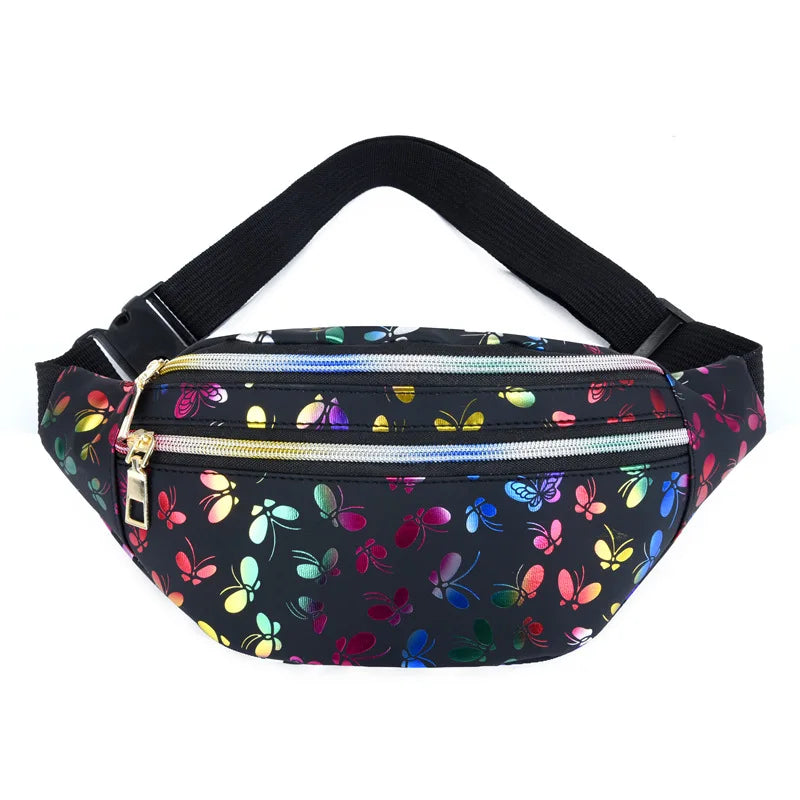 Lila | Damen Schmetterlingsdruck Crossbody Gürteltasche