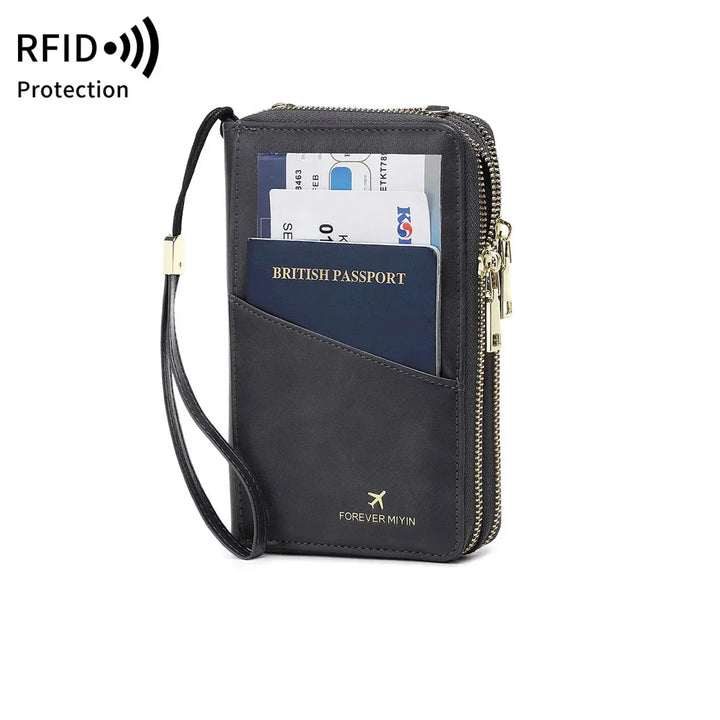 Valery | RFID-blockierende Reisepasshülle mit Trageriemen