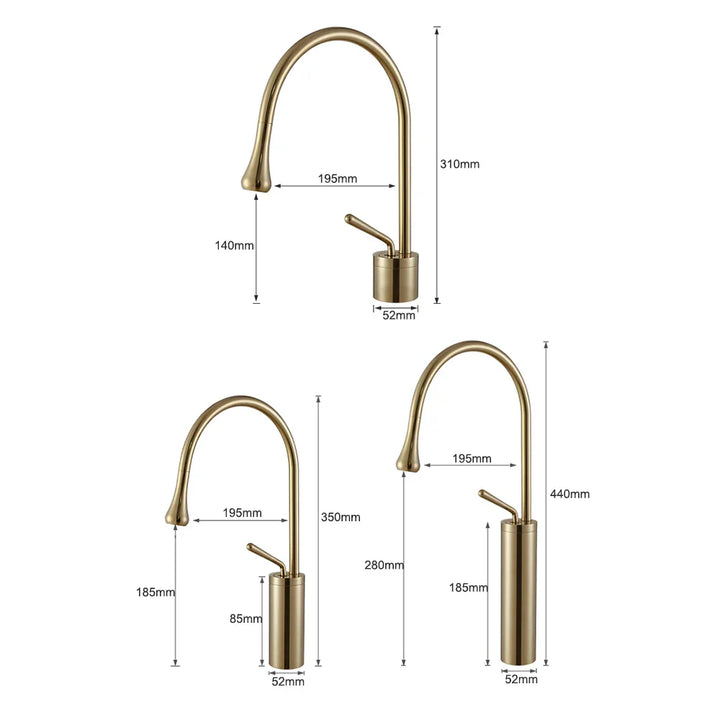  Waschtischhahn - goldenes Gold Finish, warmes und kaltes Mischungshahn-5