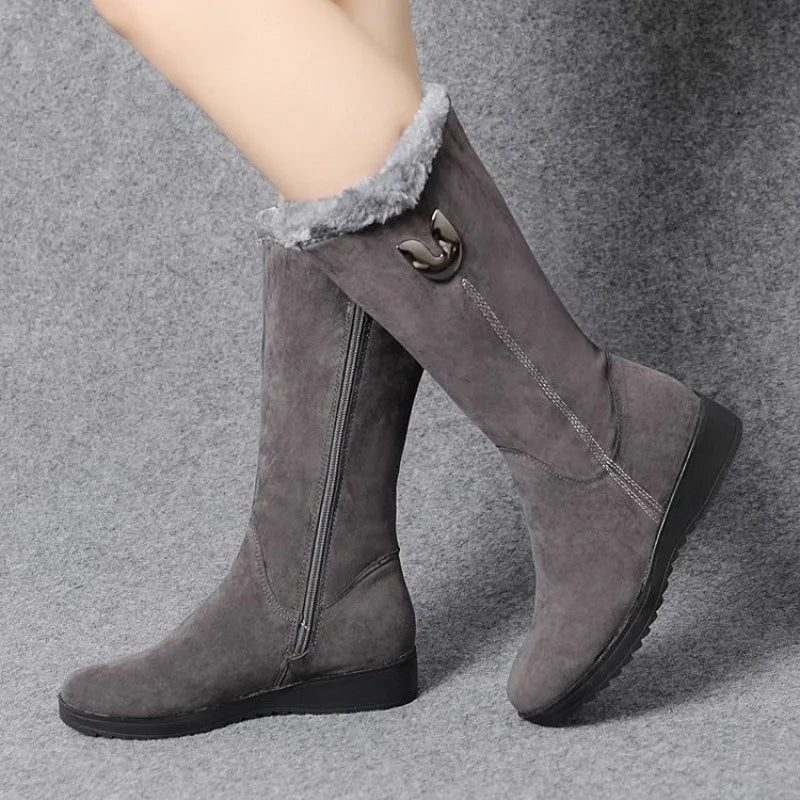 ALBA | Damen Wildleder-Winterstiefel mit Fell