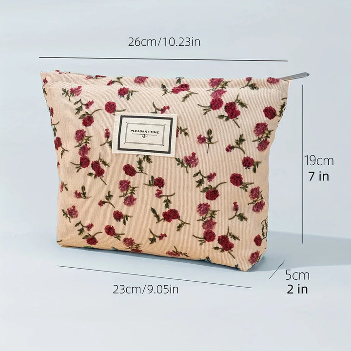 Jaycee | Elegante Rosen-Schminktasche mit großem Fassungsvermögen