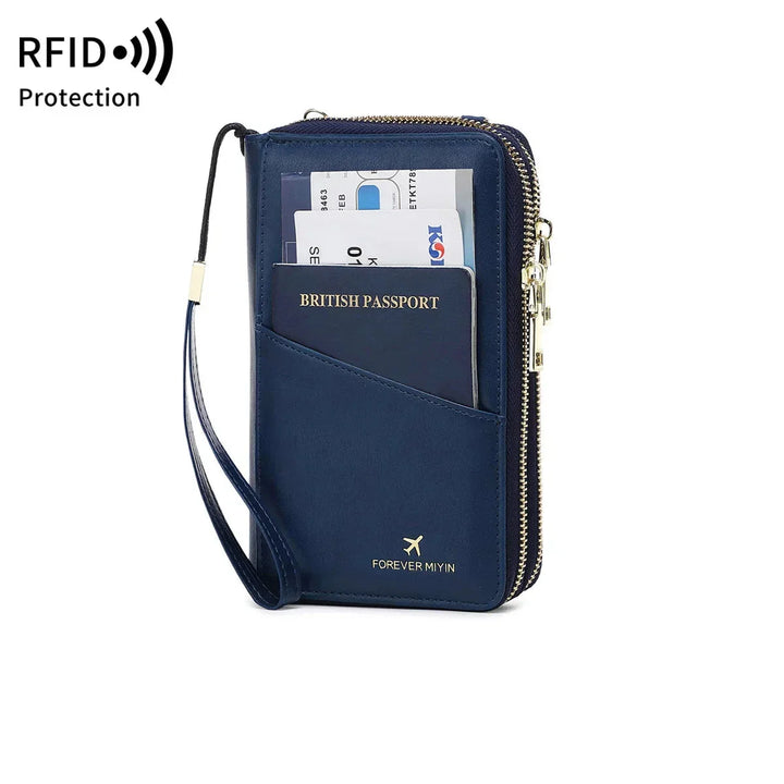 Valery | RFID-blockierende Reisepasshülle mit Trageriemen
