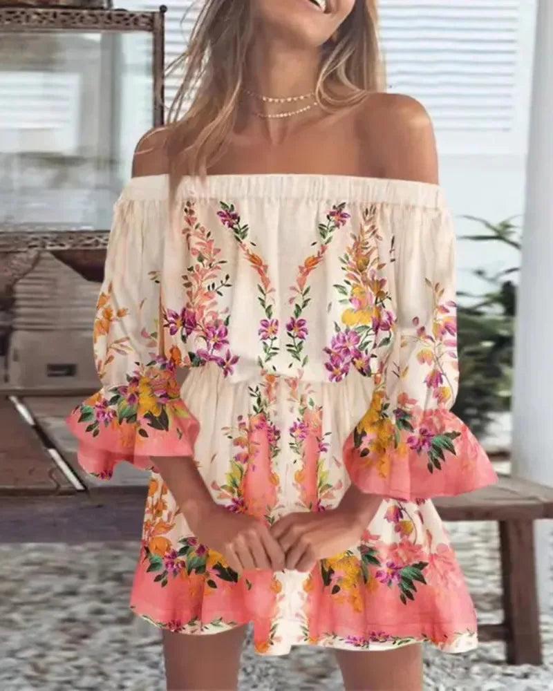 ELSIE | Sexy Off-Shoulder Bedrucktes Kleid