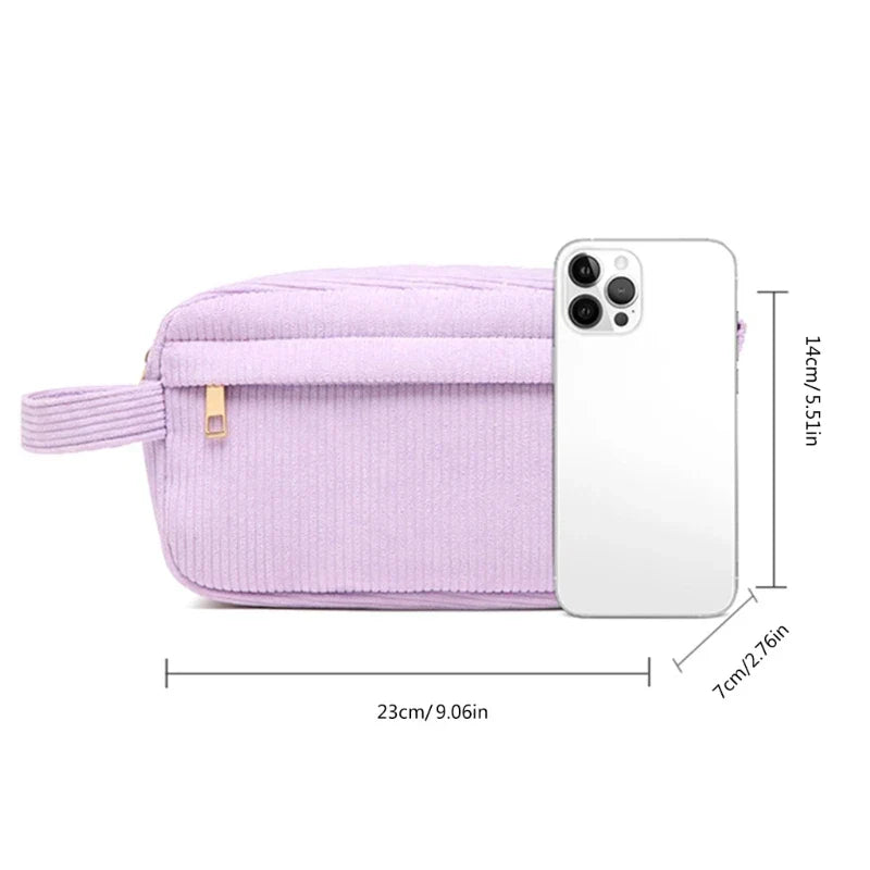 Kamiyah | Weiche Cord-Baumwoll-Kosmetiktasche für Reisen