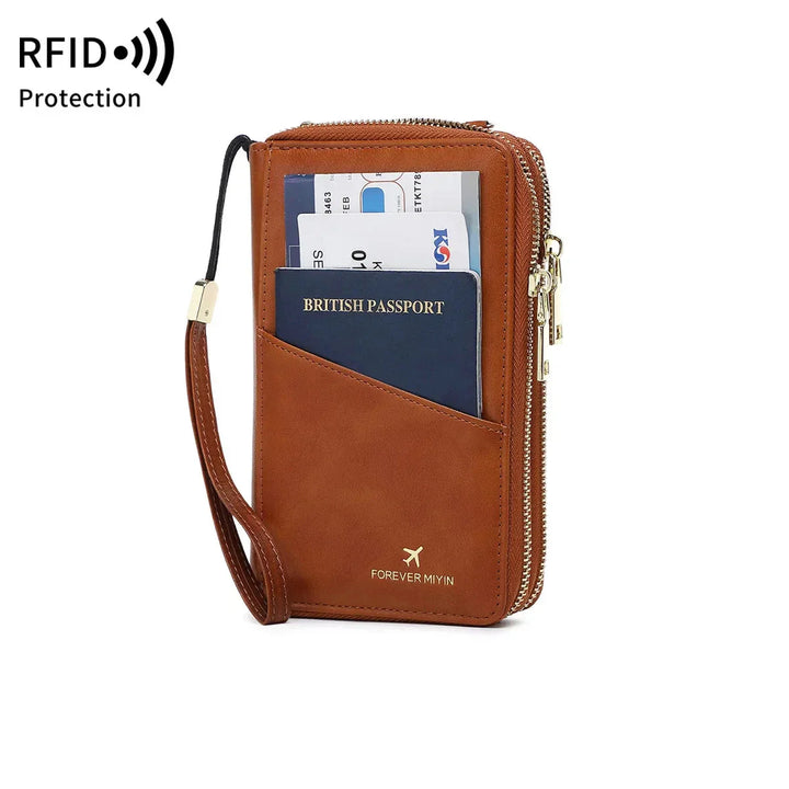 Valery | RFID-blockierende Reisepasshülle mit Trageriemen