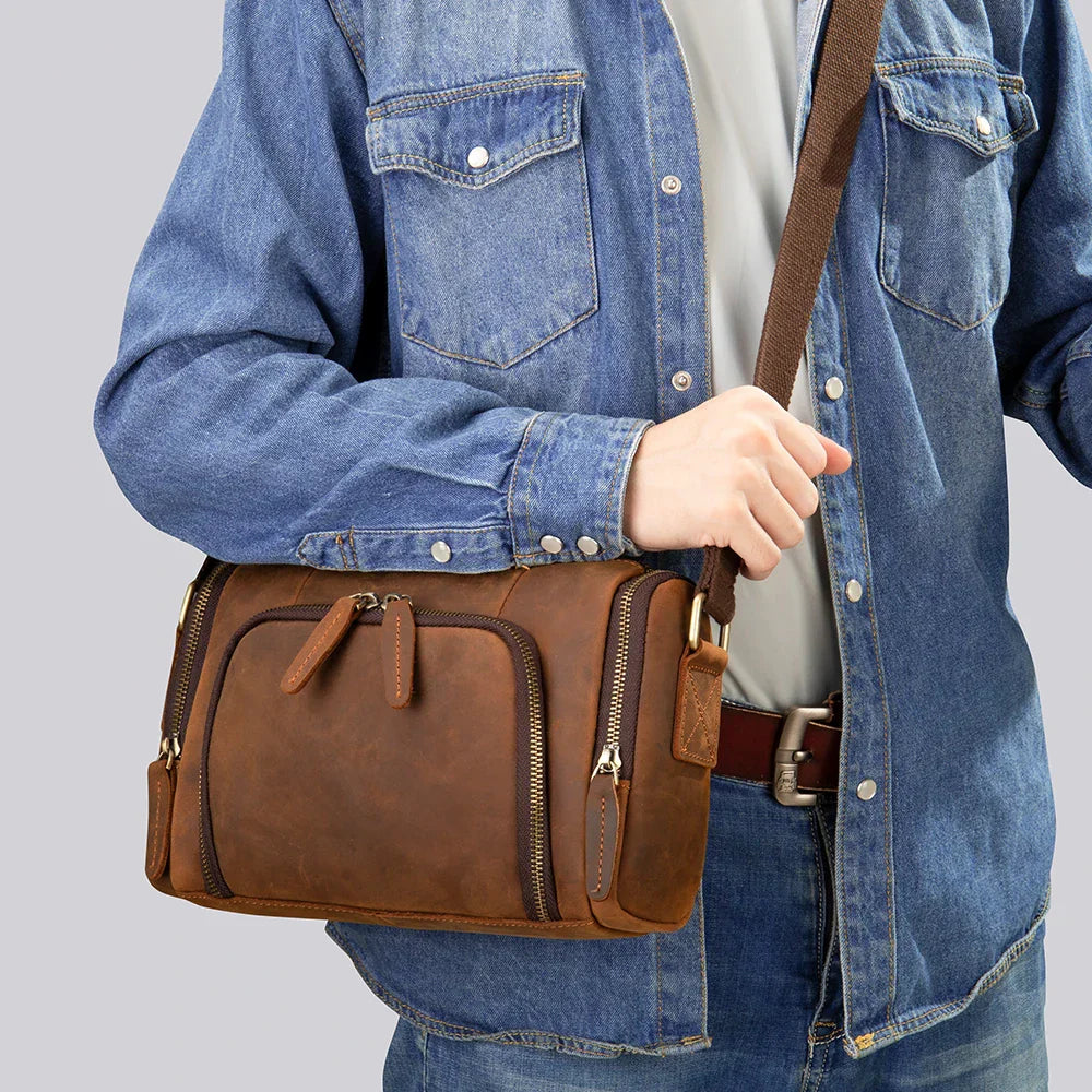 Kai | Herren Vintage Leder Crossbody Sling Reisetasche
