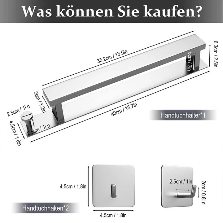  Handtuchregal -Selbstadhäsive Design mit silbernen Schwarz -Finish-6
