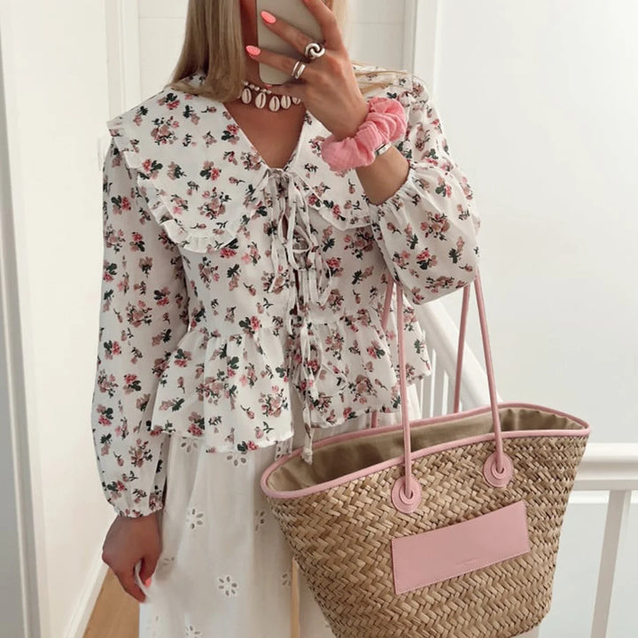 Macey | Stilvolle Langarm-Bluse mit Blumenmuster