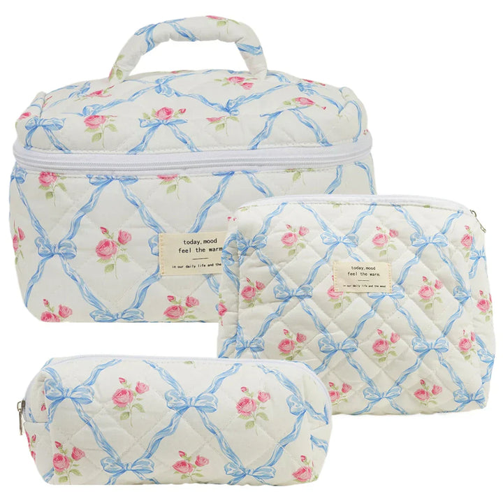 Elisse | Elegantes gepolstertes Make-up Taschen Set mit floralem Design