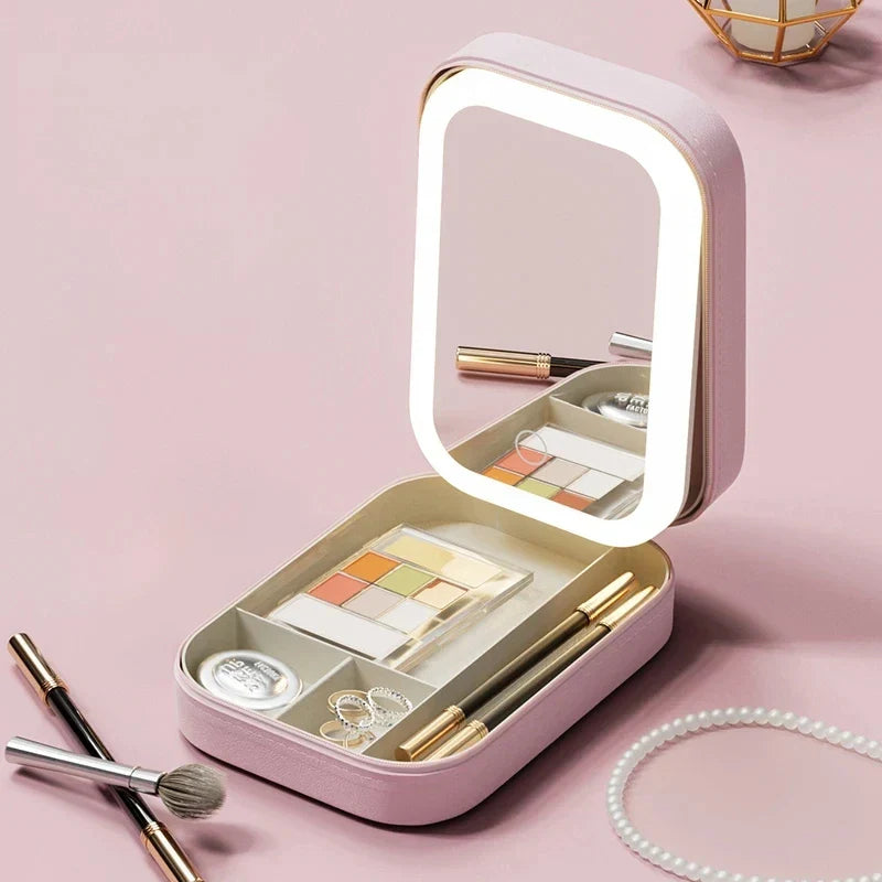 Kori | Tragbarer LED-beleuchteter Spiegel Reise-Make-up-Tasche