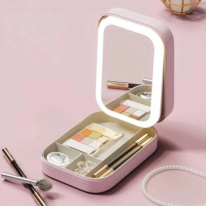 Kori | Tragbarer LED-beleuchteter Spiegel Reise-Make-up-Tasche