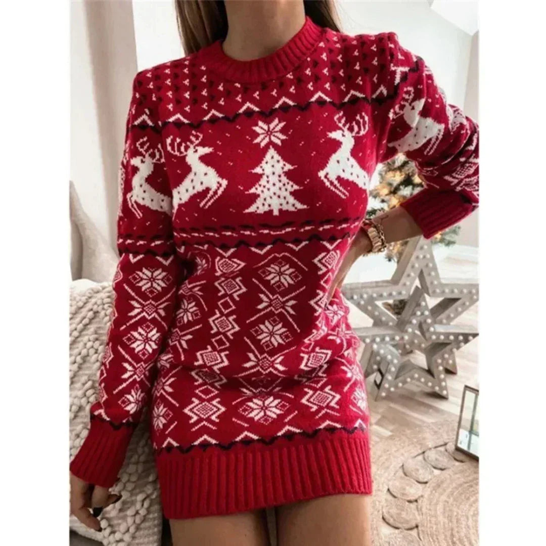 CRISTY | Damen Warmes Winter Weihnachtskleid