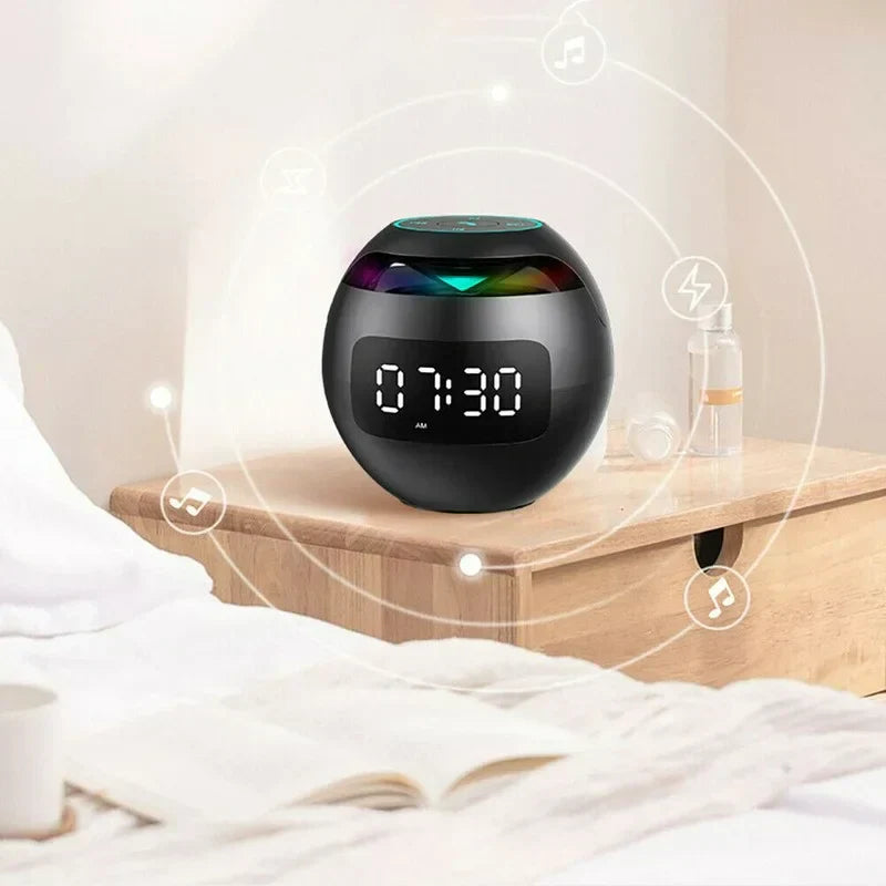 Multifunktionaler Bluetooth -Weckerlautsprecher mit LED -Display und farbenfrohe Nachtlicht - 2200 mAh Akku-5