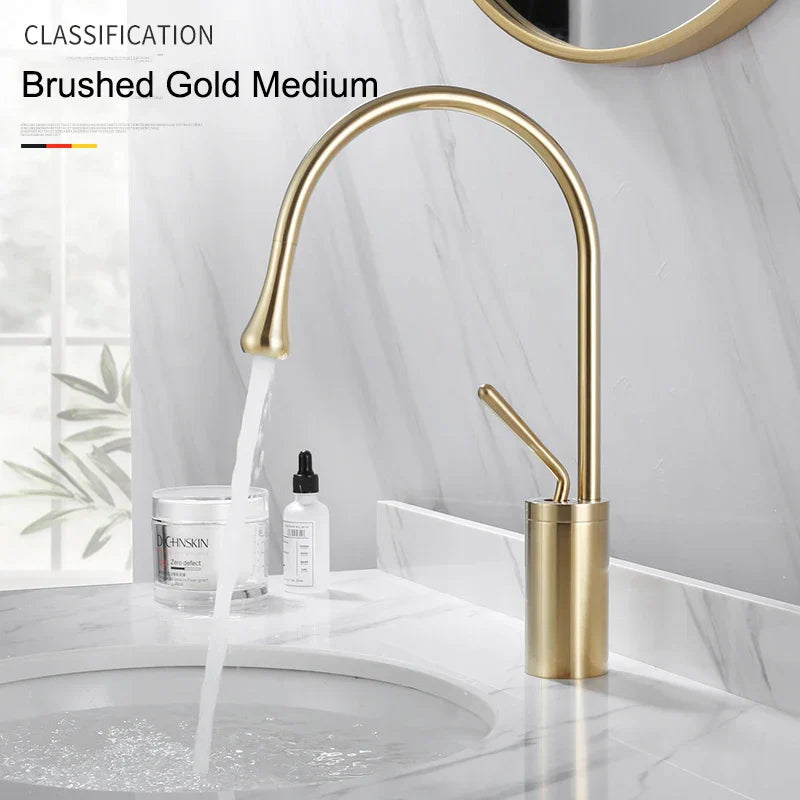  Waschtischhahn - goldenes Gold Finish, warmes und kaltes Mischungshahn-3