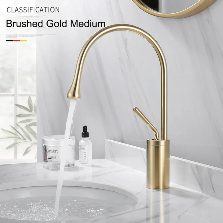  Waschtischhahn - goldenes Gold Finish, warmes und kaltes Mischungshahn-3