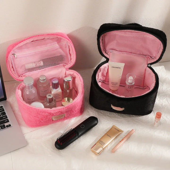 Aliya | Damen Kosmetiktasche Organizer mit großer Kapazität aus Plüsch