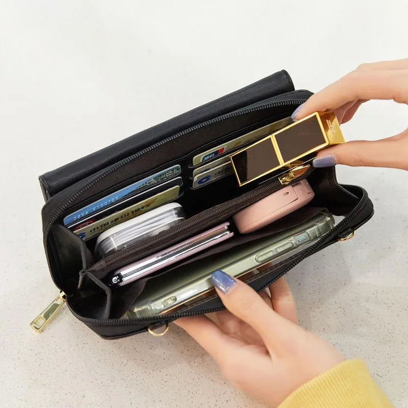 Celia | RFID-blockierender Touchscreen Crossbody Reisepasshalter Reisegeldbörse
