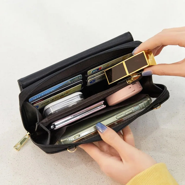 Celia | RFID-blockierender Touchscreen Crossbody Reisepasshalter Reisegeldbörse