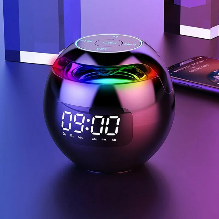 Multifunktionaler Bluetooth -Weckerlautsprecher mit LED -Display und farbenfrohe Nachtlicht - 2200 mAh Akku-2