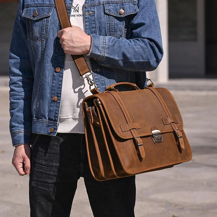 Daniel | Herren Leder Crossbody Messenger Laptoptasche Reisetasche
