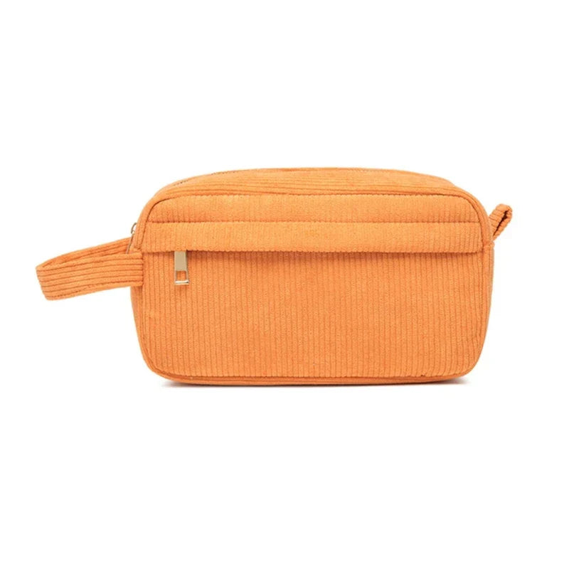 Kamiyah | Weiche Cord-Baumwoll-Kosmetiktasche für Reisen