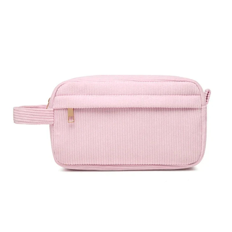 Kamiyah | Weiche Cord-Baumwoll-Kosmetiktasche für Reisen