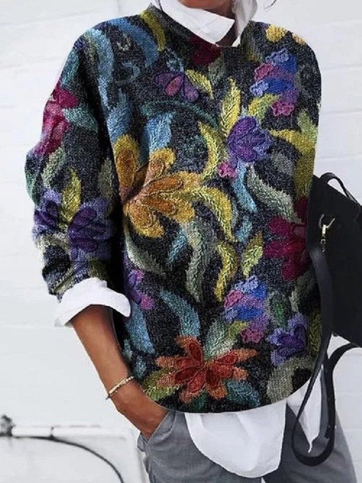 Solen | Stilvoller Damenpullover mit Blumenprint