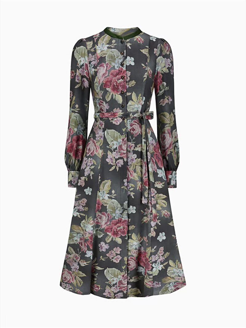 Schwarzes Vintage Dirndlkleid mit Blumenmuster – Oktoberfest | Mit Schürze für einen klassischen Trachtenstil 5