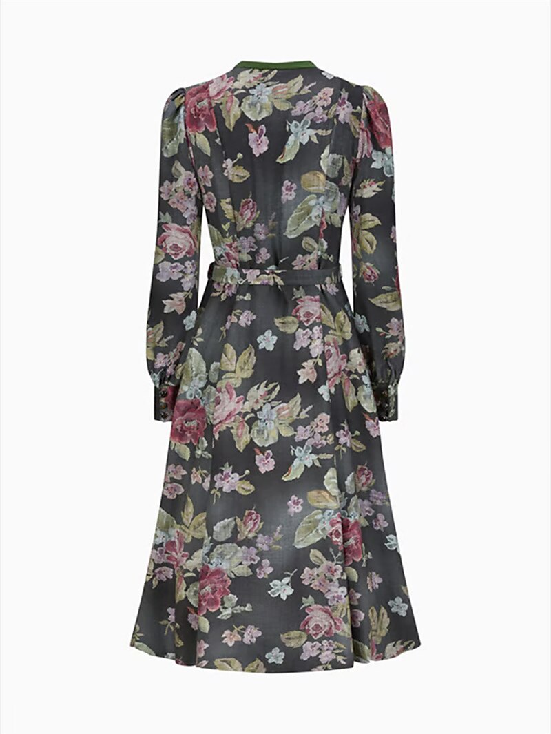 Schwarzes Vintage Dirndlkleid mit Blumenmuster – Oktoberfest | Mit Schürze für einen klassischen Trachtenstil 6