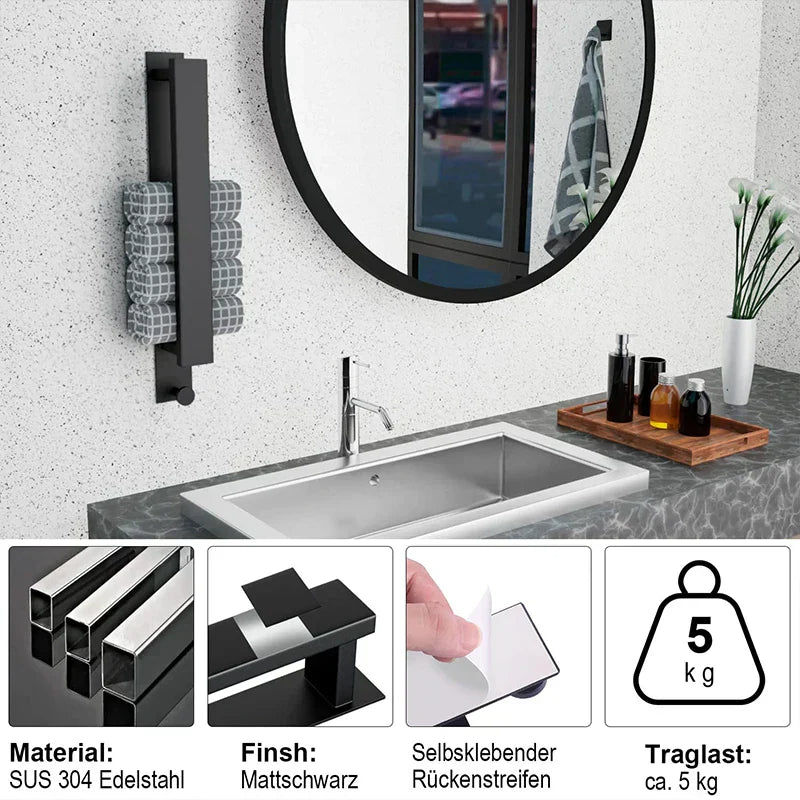  Handtuchregal -Selbstadhäsive Design mit silbernen Schwarz -Finish-4