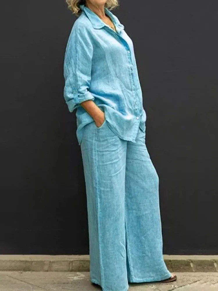 LUNA | Vintage Leinen Zweiteiliges Set für Damen